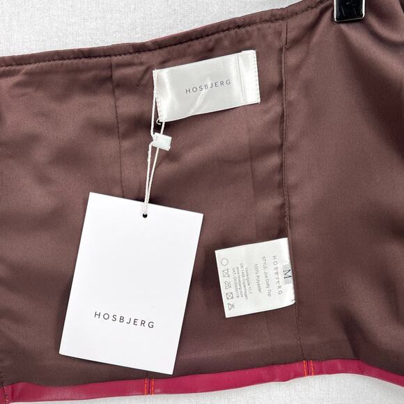 HOSBJERG Joe Dolly Tube Top Womens Medium Burgundy Faux Vegan Leather Strapless - Picture 9 of 11